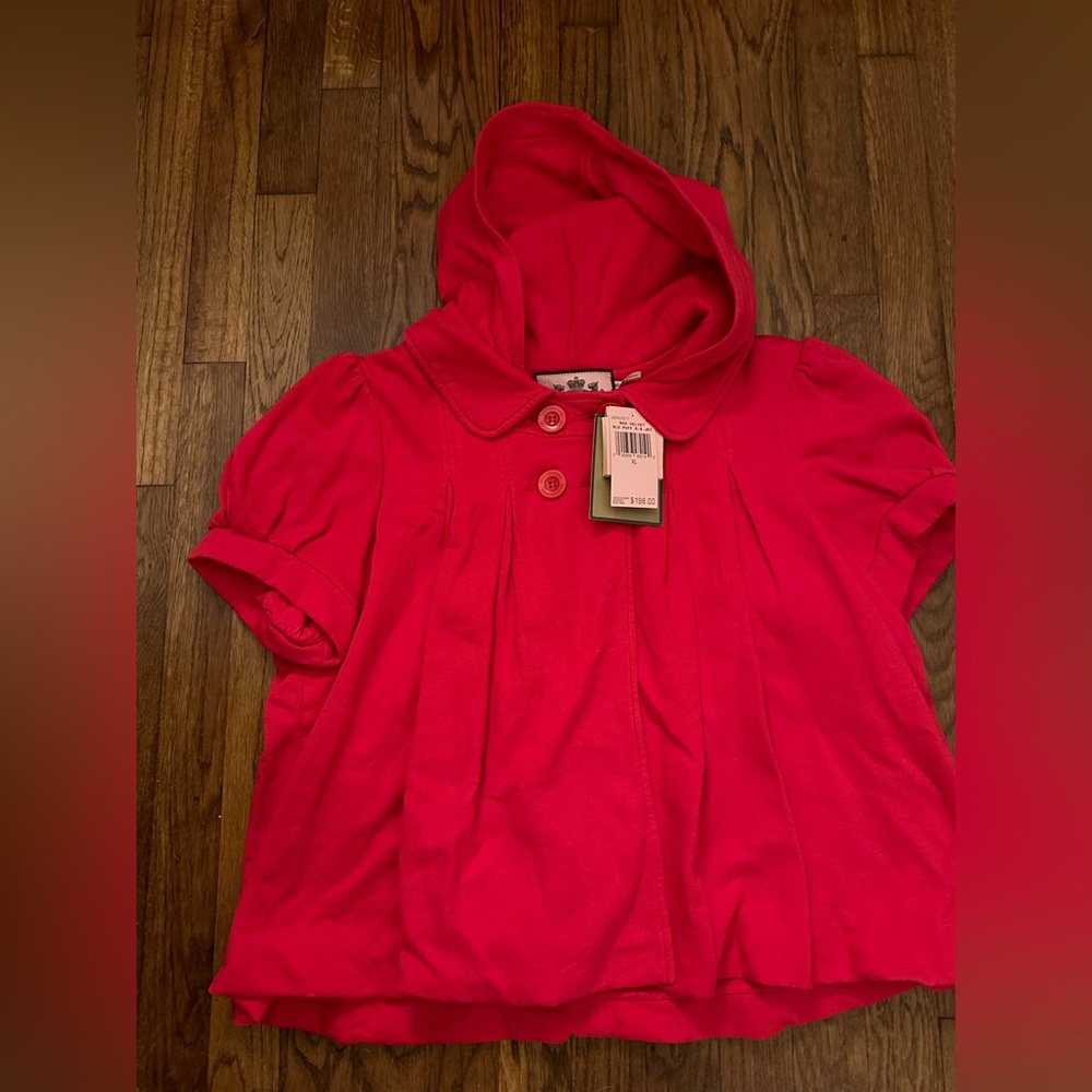 Y2K Juicy Couture Red Buttoned Hooded Cape Jacket Size XL
